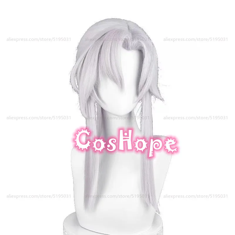 Peruca de Cosplay Bathory ferida para homens 74cm de comprimento, peruca branca prateada, perucas cosplay anime, resistente ao calor, perucas sintéticas