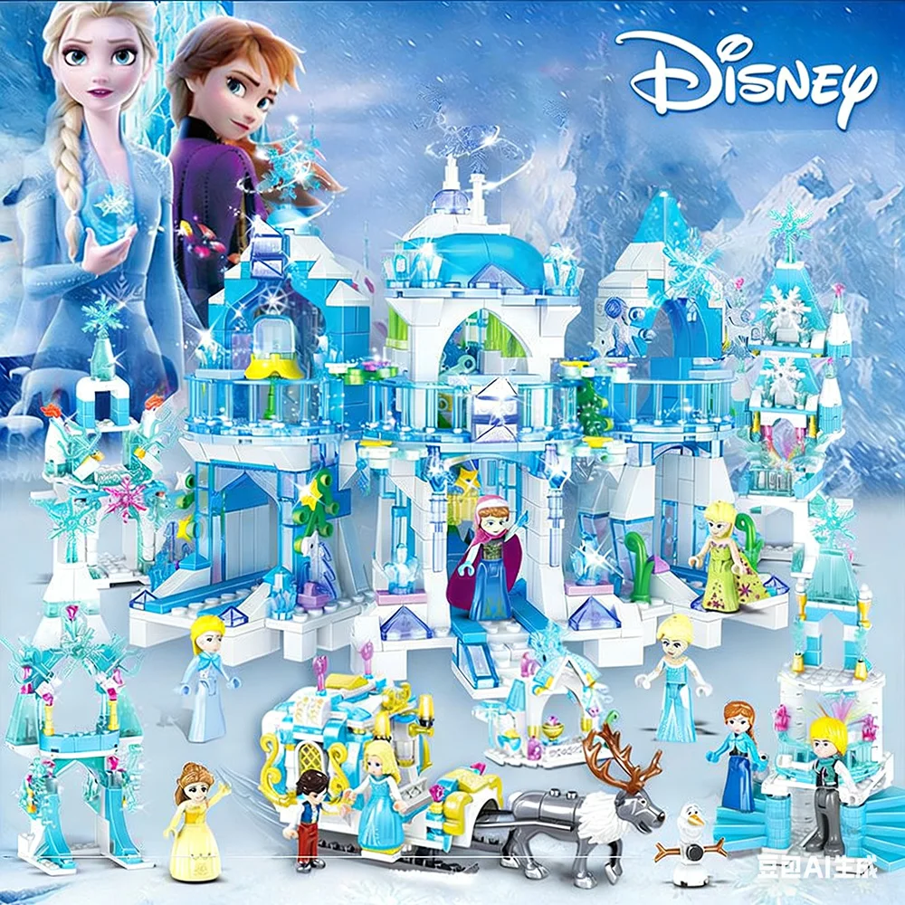 

Disney Frozen Building Blocks Dream Princess Elsa Ice Castle Princess Magic Castle Set Gift Toys