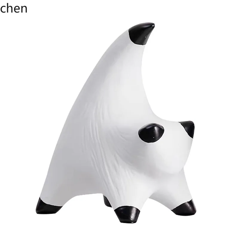 HT Simple Modern Black and White Striped Flat Cat Ornament Model Room Entrance Coffee Table  Home Desktop Soft Decoration