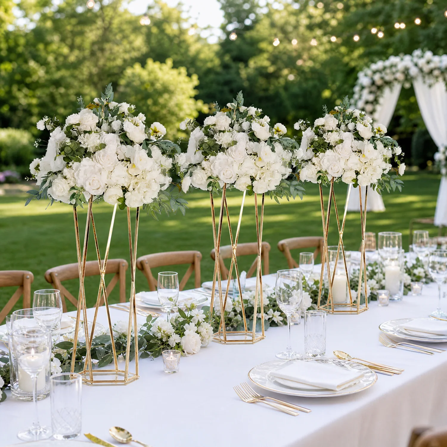 6/10 Stück Metall-Blumenständer, lineare Vasen, Tischdekorationen für Outdoor-Veranstaltungen, Hochzeitsfeiern, Einweihungsfeiern und Dekorationen. – Detail 2