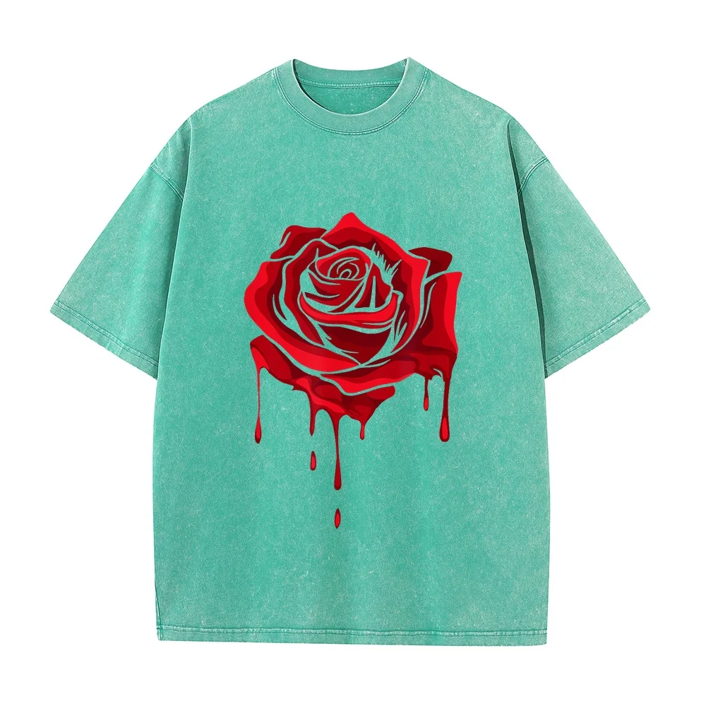 Red Melting Rose Garden Gardener Botanist Flowers T-Shirt Man Clothes Camiseta Hombre Daily Wear Cotton T Shirt Men Casual Type