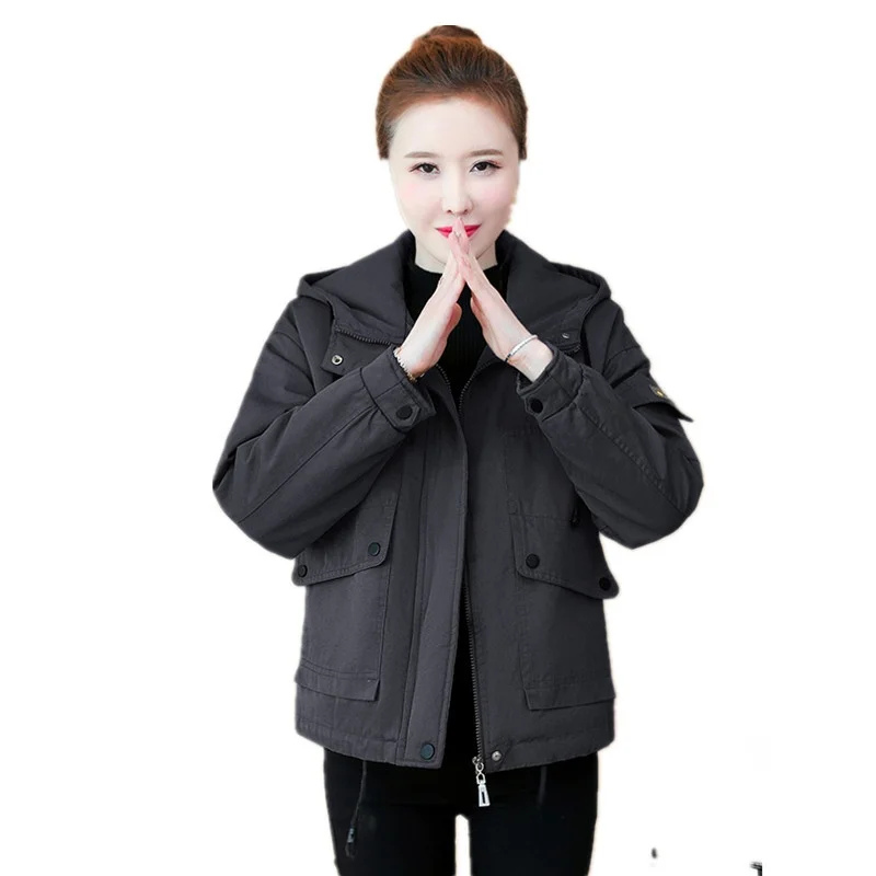 

Женская верхняя одежда из хлопкового тюлета на подкладке, свободная посадка, корейское зимнее пальто, маленький размер, тонкий хлопок C...
