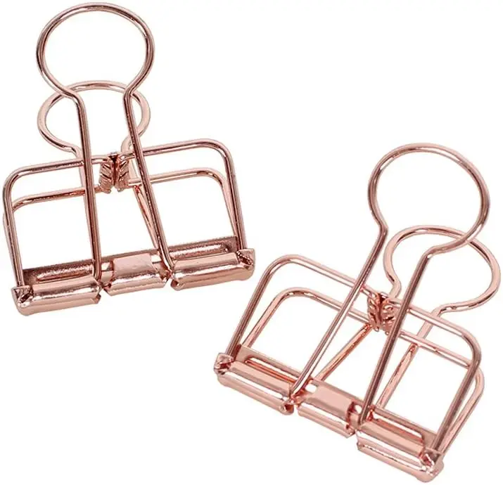 

Rose Gold 2-Inch Binder Clips, 12 Pack - Hollow Metal Wire for DIY Crafts, Office, School
