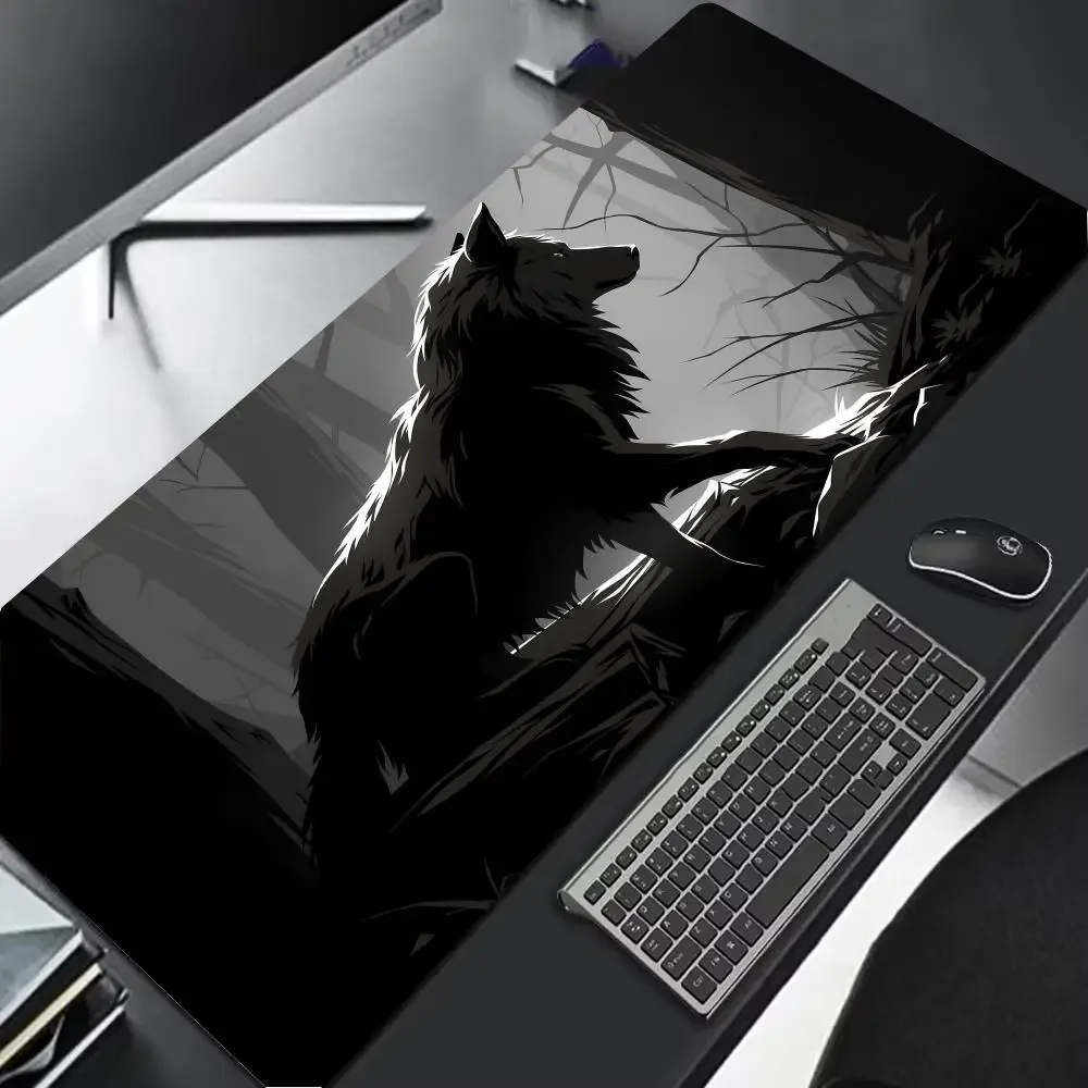 PAD WOLF LS Mousepad Game Player Mauspad rund um schwarze Maus Tischmatte Xxl Maus – Detail 7