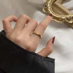 Fashion Punk Statement Metal Snake Shape Ring Stainless Steel 18K Gold Plated Bamboo Joint Finger Ring Waterproof Charm Jewelry