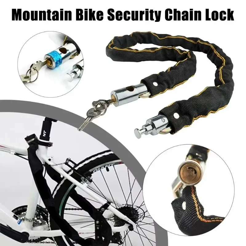 Bicycle Lock MTB Road Bike Safety Anti-Theft Outdoor Cycling Security Chain Lock with 2 Keys Motorbike Bicycle Accessories Lock