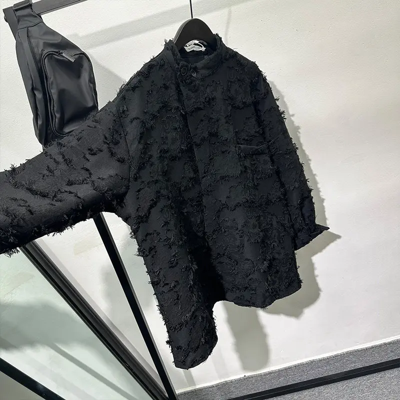 Designer Spring Fashionable Beggar Loose Burrs Stand Collar Shirt Men and Women Design Sense Avant-Garde Idle Style Cool Top