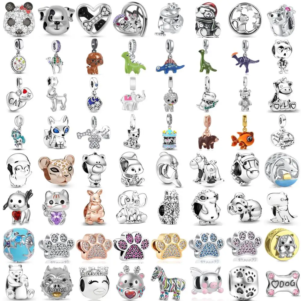 Alta calidad, nuevo colgante de plata 925 con forma de delfín, perro y caballo, cuentas aptas para Pulsera Original, baratija, accesorios de joyería DIY para mujer