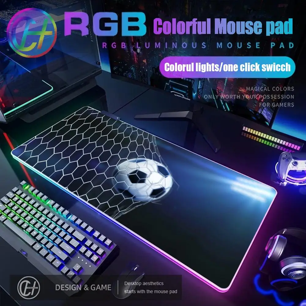 

Коврик для мыши на футбольной тематике RGB игровой коврик для мыши настольный коврик HD геймер большой светодиодный светильник XXL коврики для мыши ПК компьютерный ковер