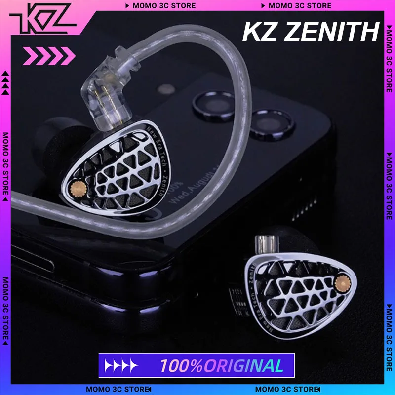 KZ Zenith In Ear Earphones Flagship Wired HIFI Bass Fever Monitor Earbuds Single Motion Custom Headphones With Detachable Cable