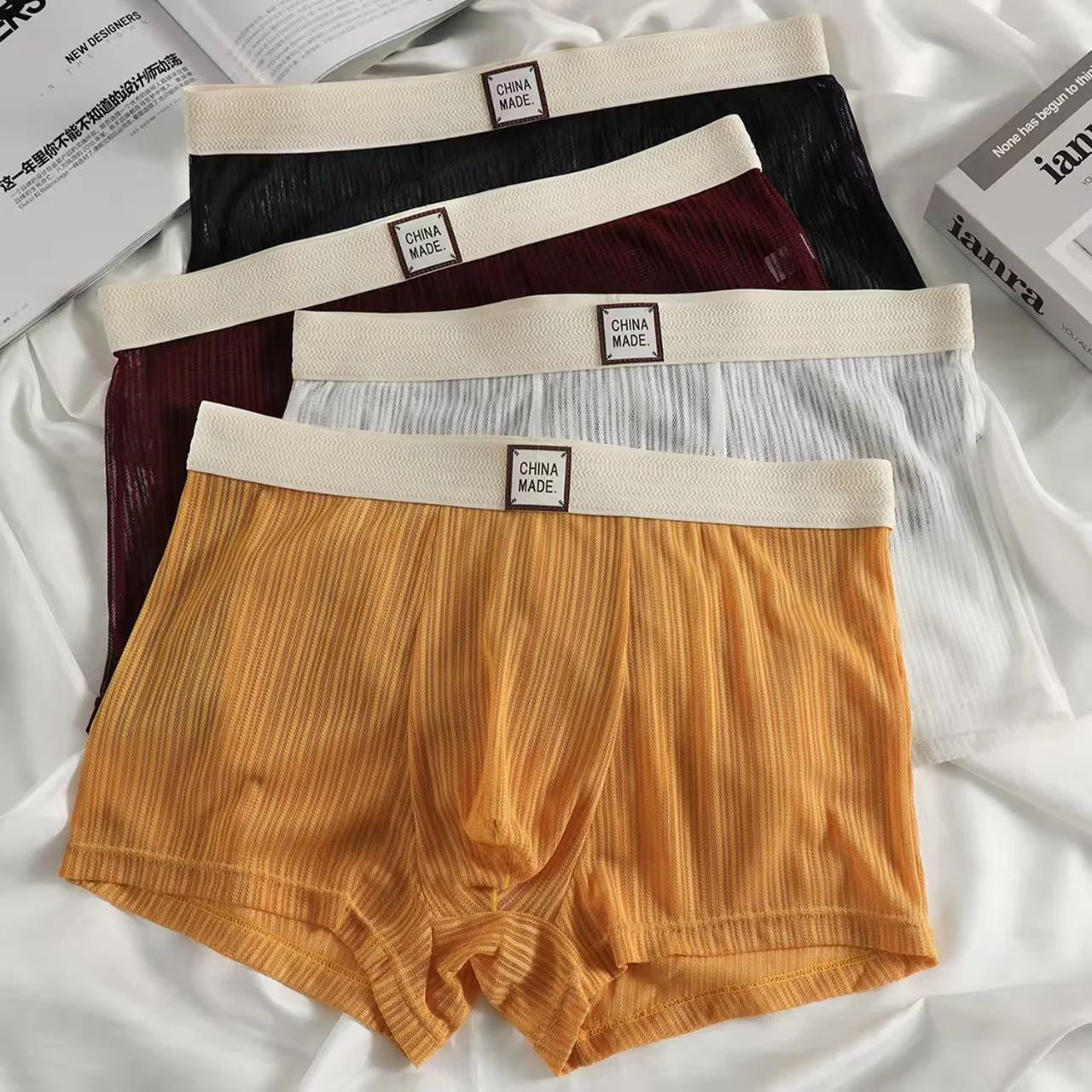 

Men Sexy Mesh Boxer Underwear See Through Panties Boxer Shorts Mid Waist Big U Pouch Underpants Boxershorts Underpants