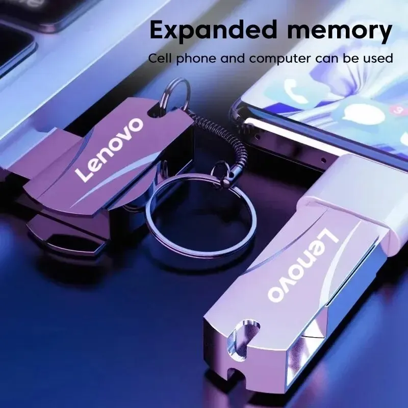 Lenovo Flash Drive USB 3.0 logam 16TB, Flash Disk kecepatan tinggi 8TB 4TB kapasitas ultra-besar tahan air gaya mekanis