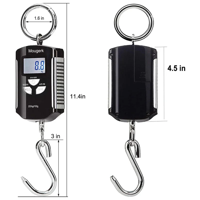 Portable Heavy Duty Digital Hanging Scales 200kg 100g  Kitchen Scale Electronic Weighing Balance Set for Industrial Black