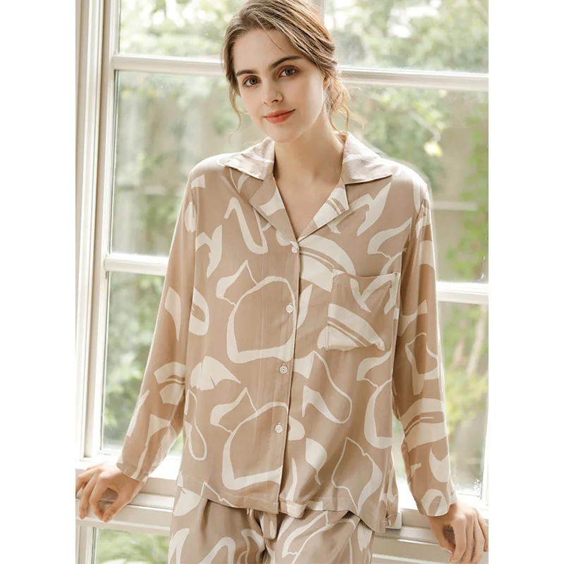 Autumn Casual Fashion Couple Pajamas Caman Long-sleeved Pants Home Service Viscose Pyjamas Women Luxury Clothes Sexy Sleepwear