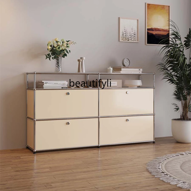 

Mid-Ancient Stainless Steel Sideboard Cabinet Modern Simple TV Cabinet Storage Chest of Drawers Side Cabinet