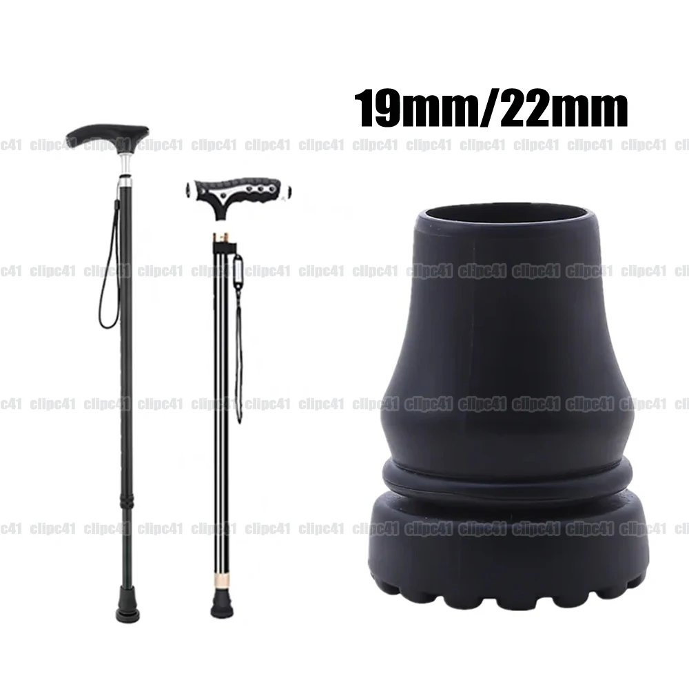 1Pc Black Rubber Walking Stick Feet Rubber Head Crutch Accessories Anti-slip Tips Crutch Feet Bottoms Protector Pad 19mm / 22mm