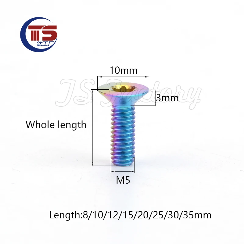 TS Titanium Factory 2and 10PCS Titanium Alloy Countersunk Inner Torx Screw M5X8/10/12/15/20/25/30/35mm GR5 high hardness no rust