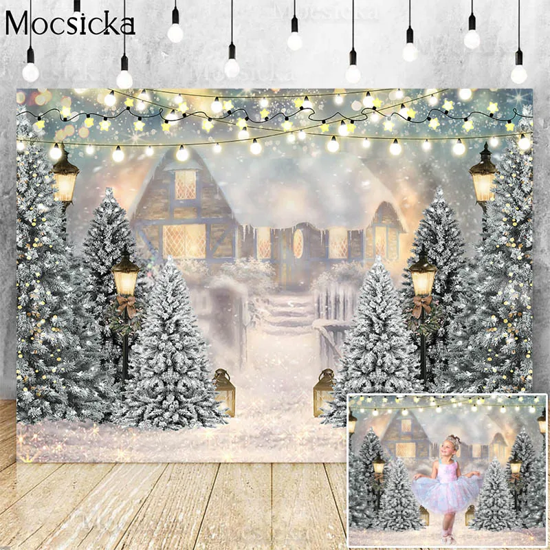 Winter Wonderland Backdrops For Photography Ice Castle Snow Frozen Landscape Background Kids Portrait Photo Background Christmas