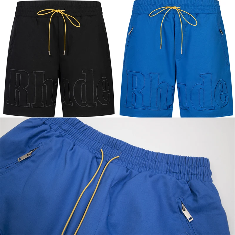 

New Street Hip-hop Rhude Sports Shorts High Quality Letter Embroidery Thick Fabric Casual Shorts
