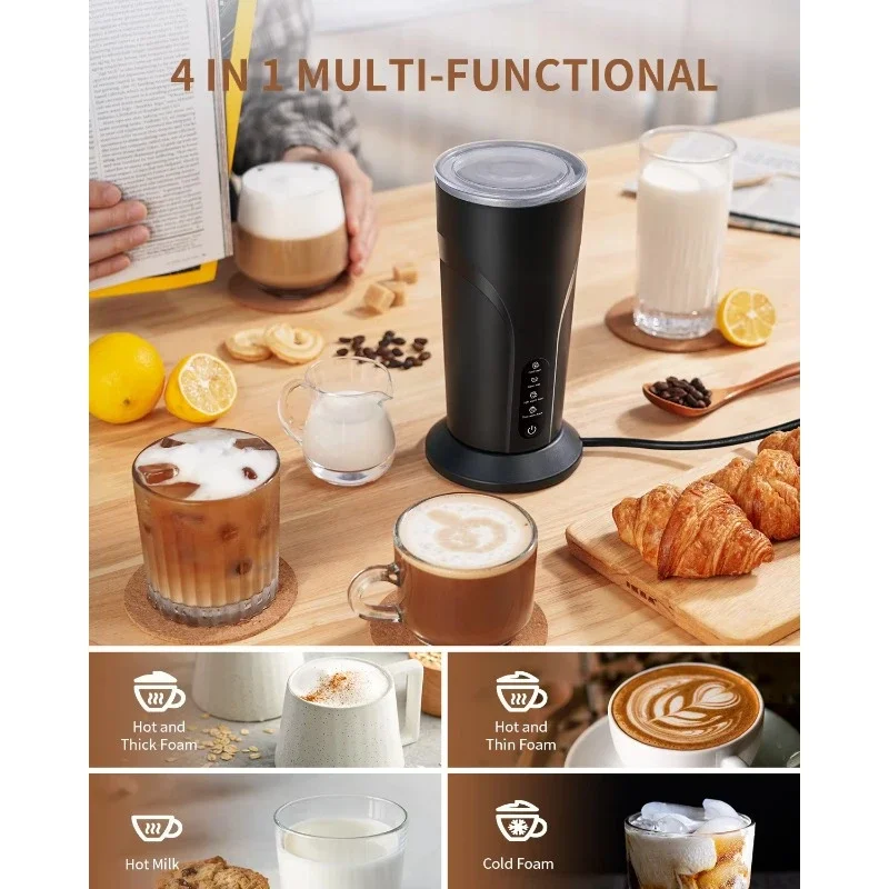 Automatic Electric 4-in-1 Milk Foam Machine with Stand Cappuccino Foam Coffee Steamer Milk Foamer