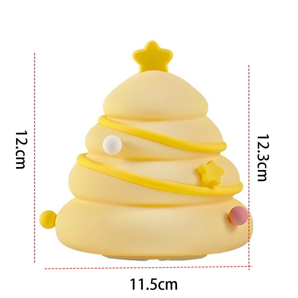 Árvore de natal silicone toque luz da noite decoração do quarto 3 nível regulável lâmpada cabeceira casa quarto bonito nightlight decoração