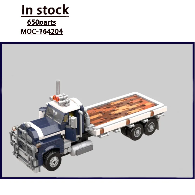 MOC-164204 Klassisches neues Flachbett-LKW-Bausteinmodell, 650 Teile, kreatives Geburtstagsspielzeug, Geschenk für Jungen und Kinder