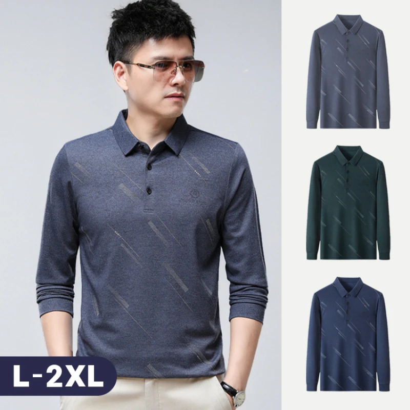 Big-size Men's Shirt Long-slegged Winter Warm Polo Shirt Casual Bottom Shirt Round T-Shirt New