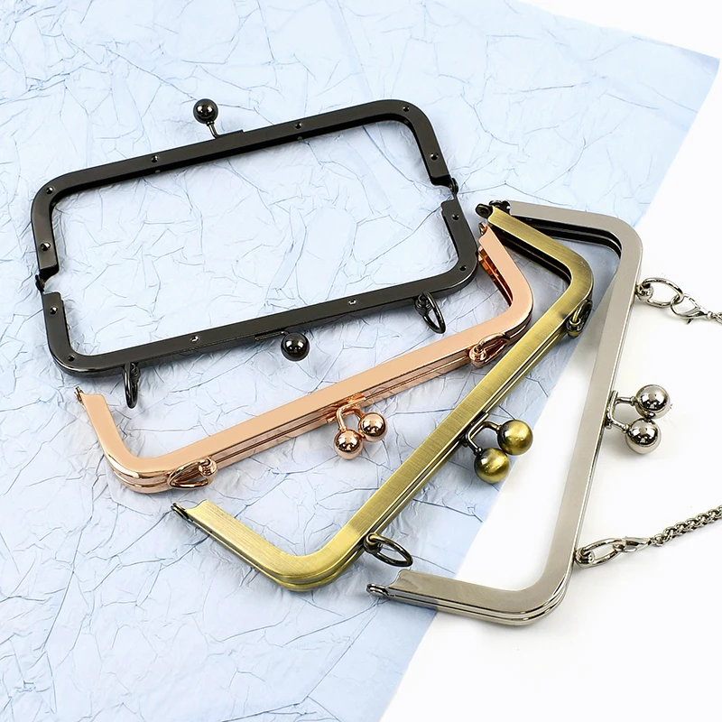 20/25cm Metal Bags Handle Smooth Purse Frame Clourse Clip Kiss Clasp Handbag Wallet Screw Brackets DIY Bag Accessories,1/2/5Pcs