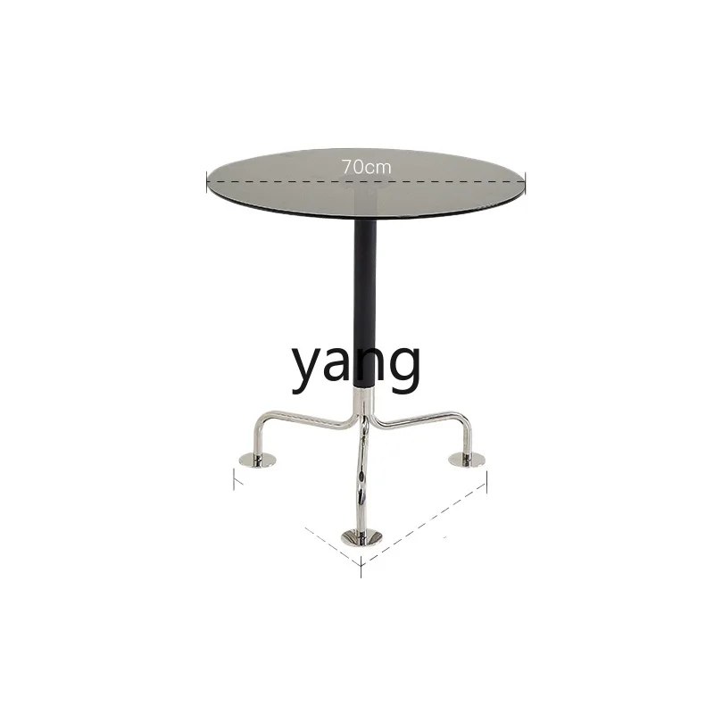 

Yjq Creative Glass Dining Table Small Apartment Home Occasional Table Restaurant Light Luxury Negotiation round