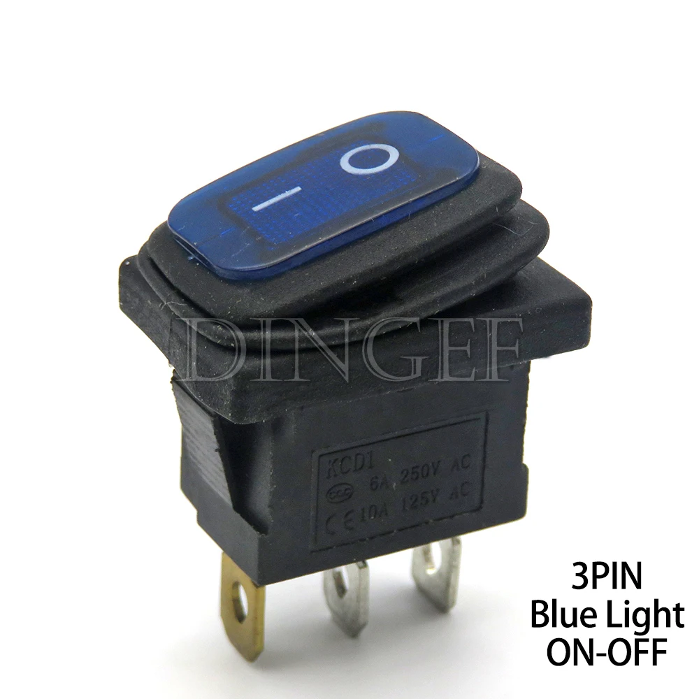  1PCS/lot KCD1 Waterproof 3PIN red with lights button rocker power switch oil-proof and dust-proof ON/OFF For Integrated circuit