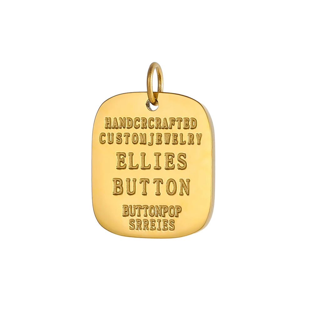 Round Charm Engraved Logo Tags DIY Accessories Necklace Bracelet Gold Plated Stainless Steel Jewelry Charms for Jewelry Making
