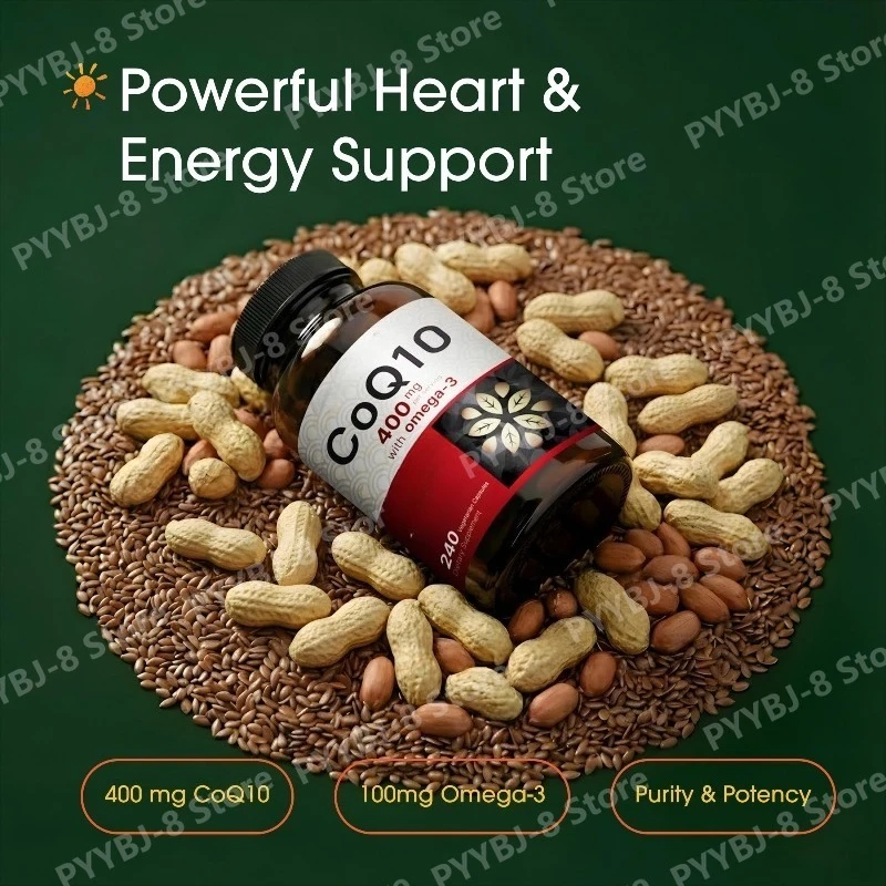 240 Count Coenzyme Q10 Capsules 300mg with Omega-3 2-in-1 Formula Support Heart Health and Enhance Cellular Energy  Antioxidant