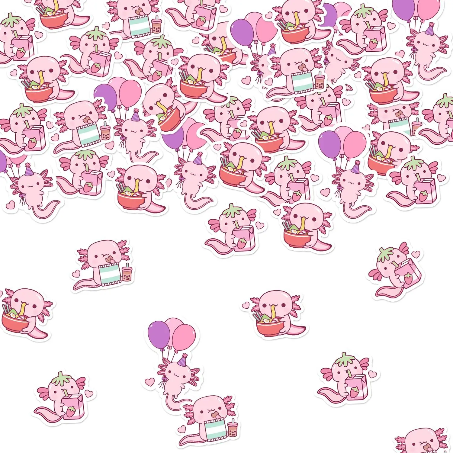 FANGLELAND 200Pcs Pink Axolotl Confetti Birthday Party Table Decors Scatters for Girls Birthday Baby Shower Party Decor Supplies