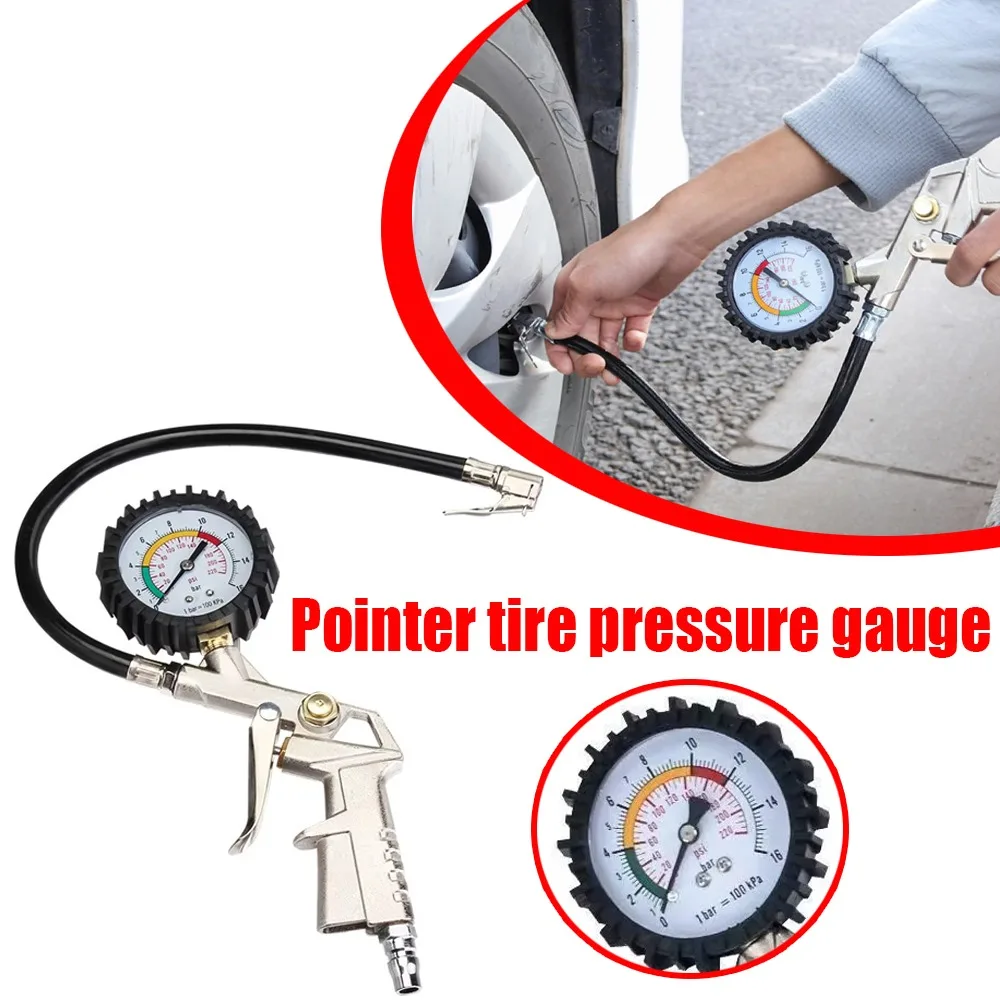 220PSI Car Motorcycle Multifunctional Tire Air Pressure Monitoring Gauge Tester Air Compressor Dial Meter Inflator Pump Tools