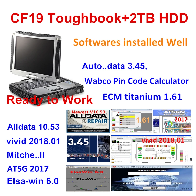 2024 Hot ! CF19 CF-19 Toughbook 4GB RAM+2TB HDD alldata 10.53,mitc..ll,vivid 2018,E T /K 8.3,Auto--data,elsawin installed well