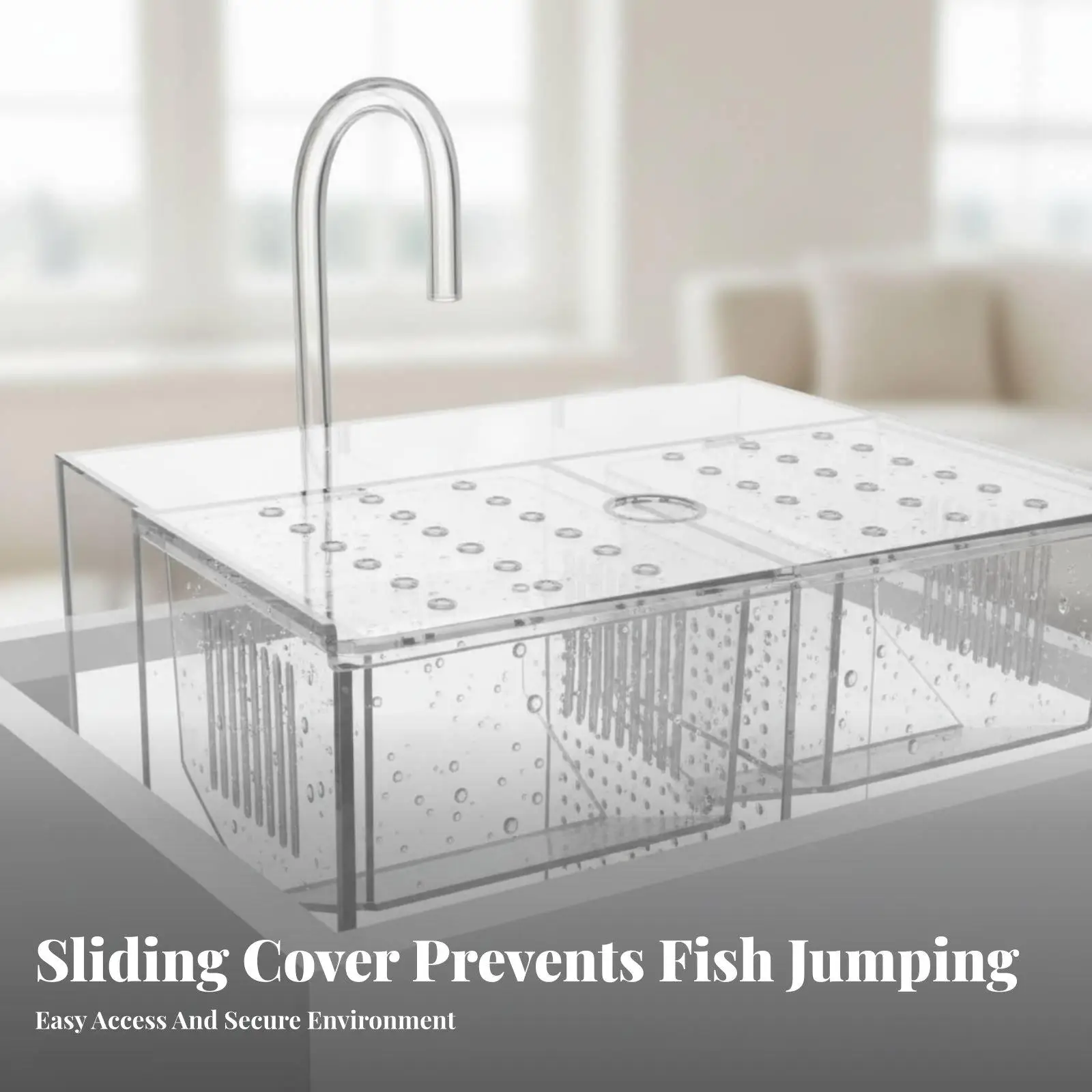 Hanging Acrylic Aquarium Breeding Tank with V Shaped Partition for Guppy Fry Hatchery and Isolation Box