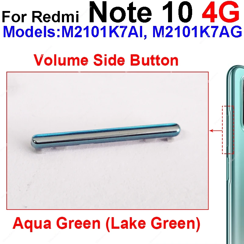 Volume Side Button For Xiaomi Redmi Note 10 10s 10T Pro 4G 5G Up Down Volume Button Power Side keys Repair Spare Parts