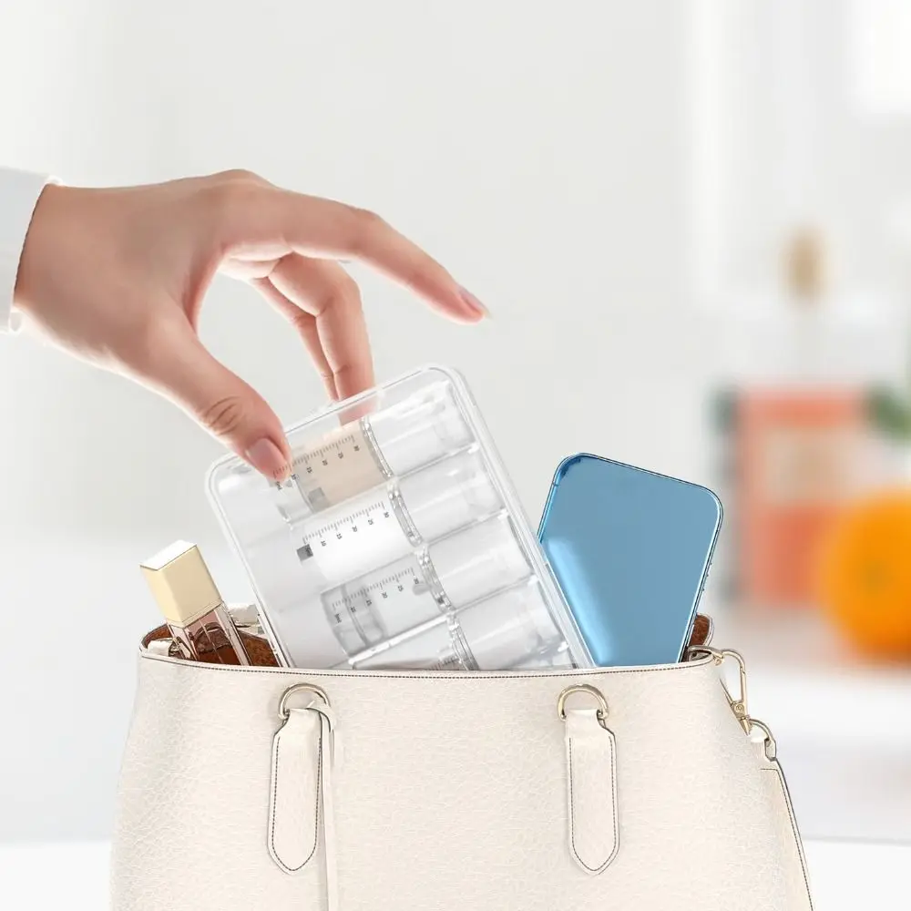 Transparent Travel Refillable Bottles Set Reusable with Storage Box Vacuum Press Pump Bottles Leak Proof Portable