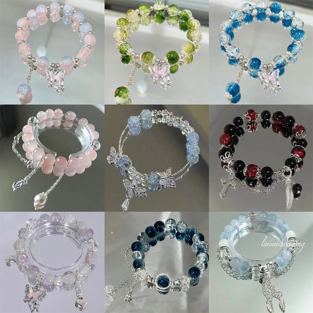 2 Pieces Simple Beads Resin Bracelets Jewelry Gifts for Women Inspired Beaded Bracelet DIY Same Style Statement Jewelry Bangles
