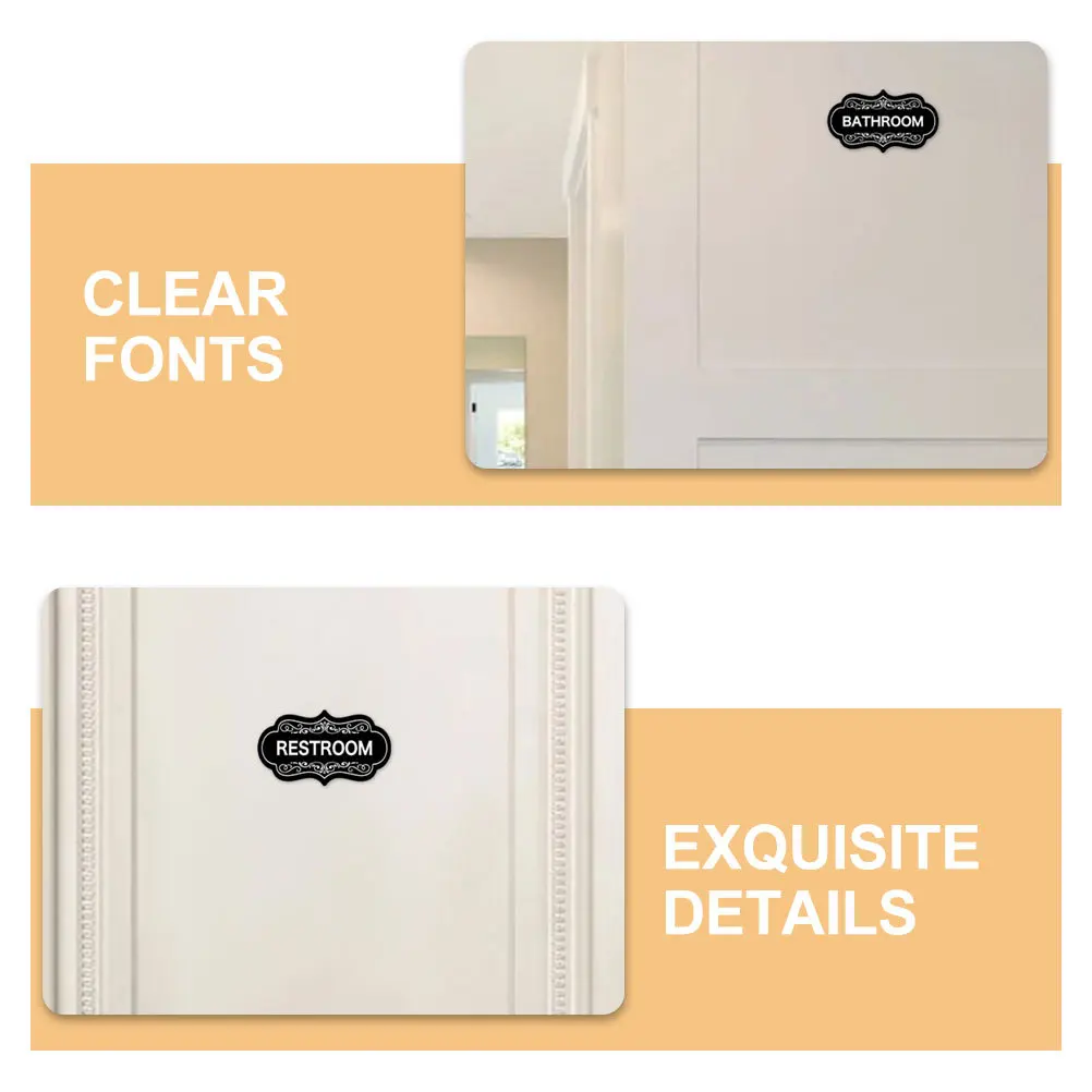 4Pcs Minimalist Door Label Sticker Waterproof Room Sign for Bathroom Toilet Washroom Storage Decal Wall Marker