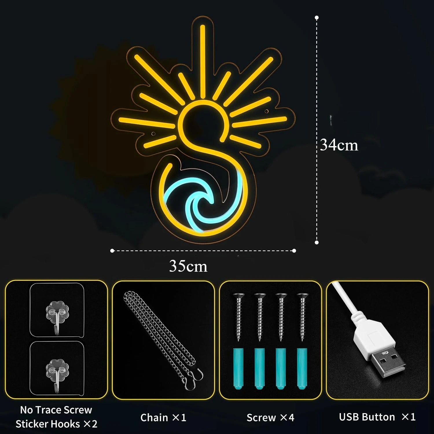 Sunrise Sunset LED Neon Sign USB Dimmable Neon Light Sign for Gameroom Bedroom Bar Livingroom Birthday Party Gift Wall Decor