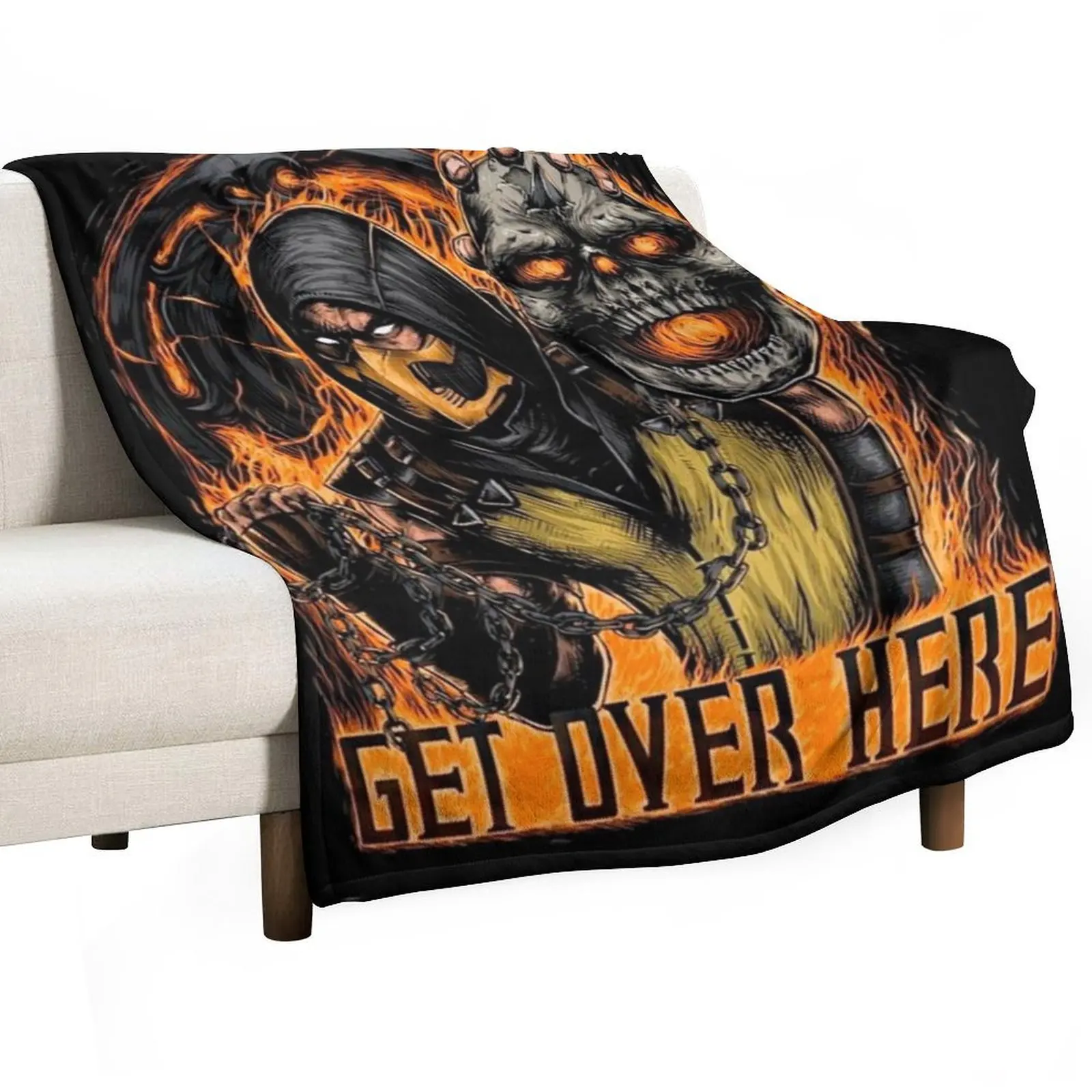 Mortal Kombat Scorpion Get Over Here Throw Blanket Cute Plaid Baby Decorative Sofas For Sofa Thin For Baby Travel Blankets