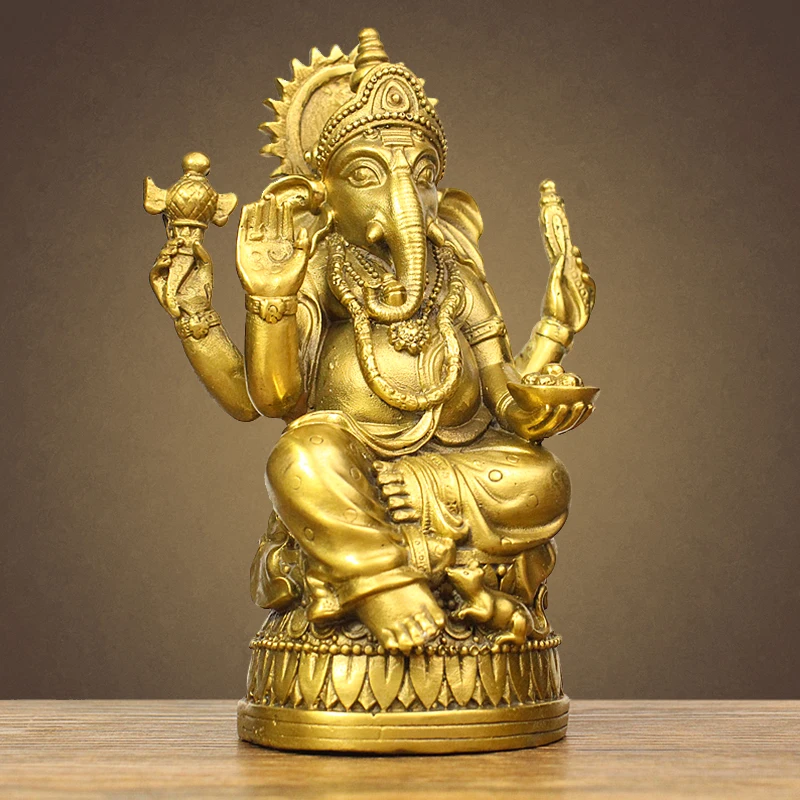 Wholesale Buddhist supply Thailand Japan India Asia copper buddha Elephant God of wealth CAI SHEN Ganesha statue