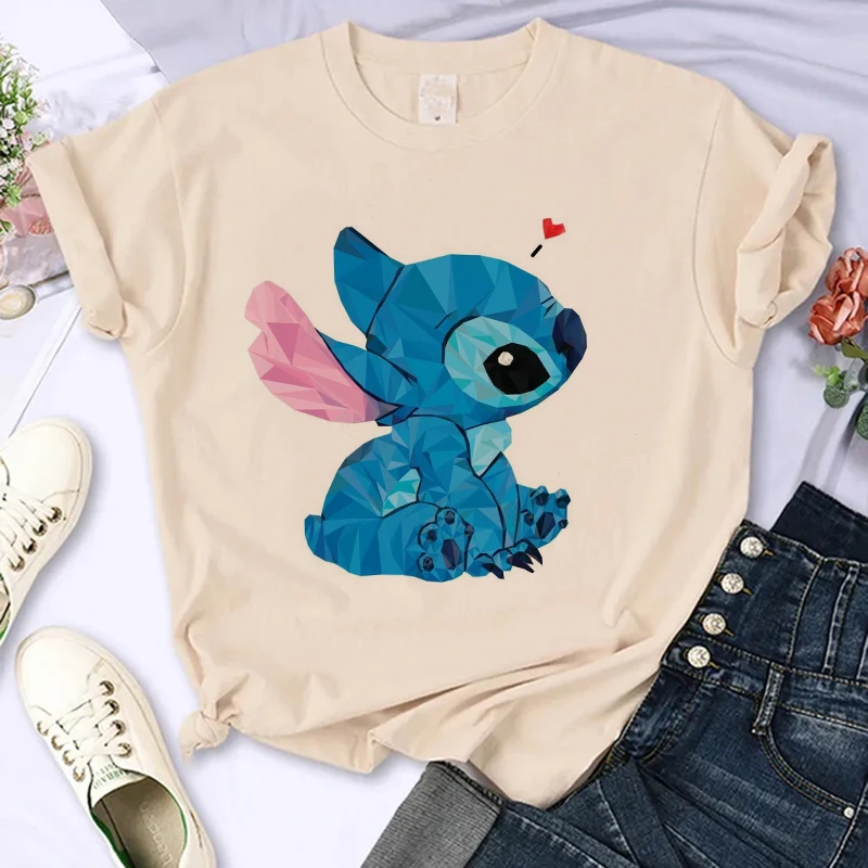 Girls Y2k 90s Disney Kawaii Lilo Stitch Funny T Shirt Women Stitch Cute T-shirt Graphic Tshirt Tees Female Clothes Cartoon