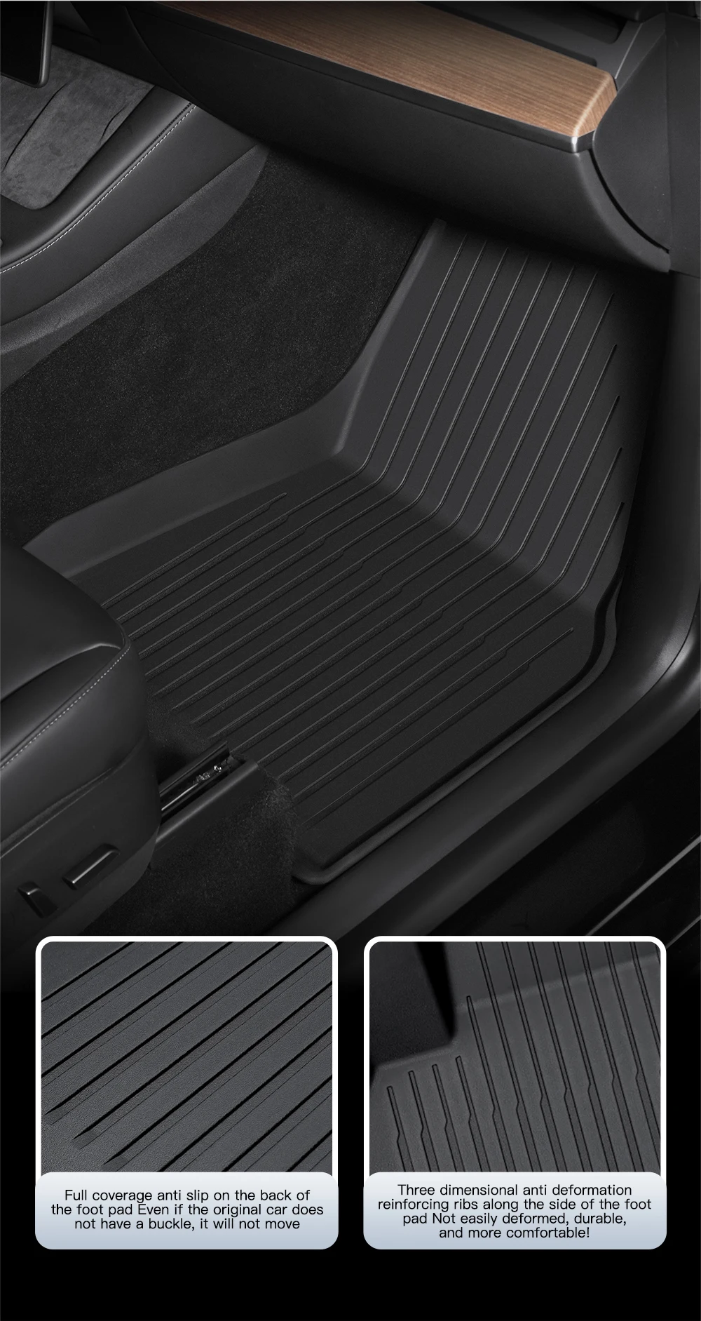 YZ For Tesla Floor Mat Model Y 2021-2026 Model 3 Highland Car Trunk Mat Luggage Mat TPE Waterproof Anti-Slip Set Floor Liner Mat