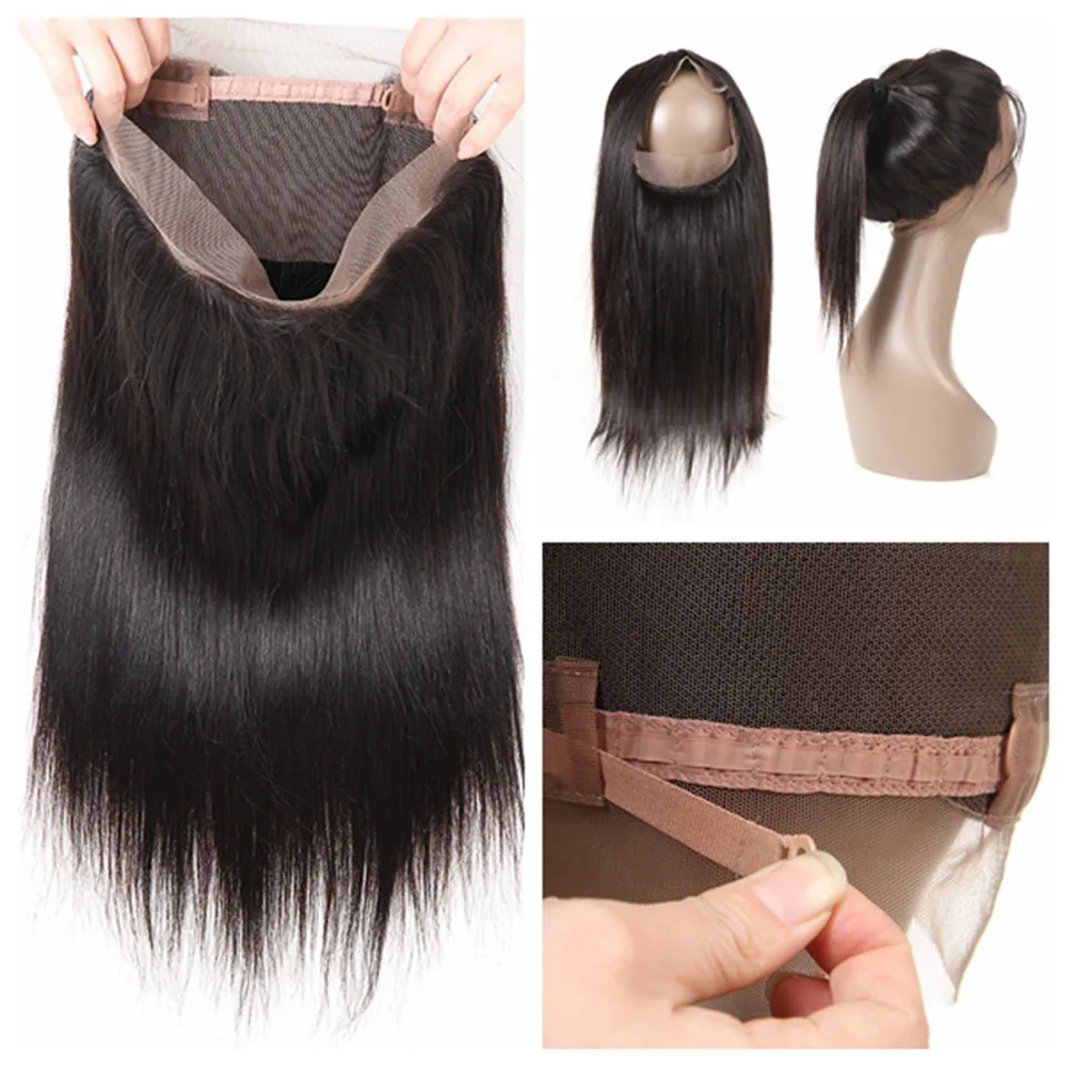 Transparent Swiss Lace 360 Lace Frontal Closure Pre Plucked Straight 360 Frontal Natural Black Body Wave Remy Human Hair