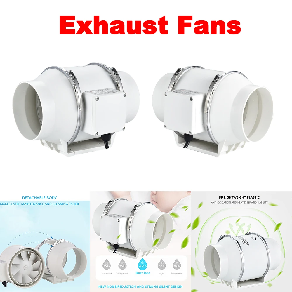 

4/5/6/8inch Exhaust Fan Air Ventilator Kitchen Pipe Duct Fan Bathroom Extractor Ventilation Toilet Wall Air Cleaning Window Fan