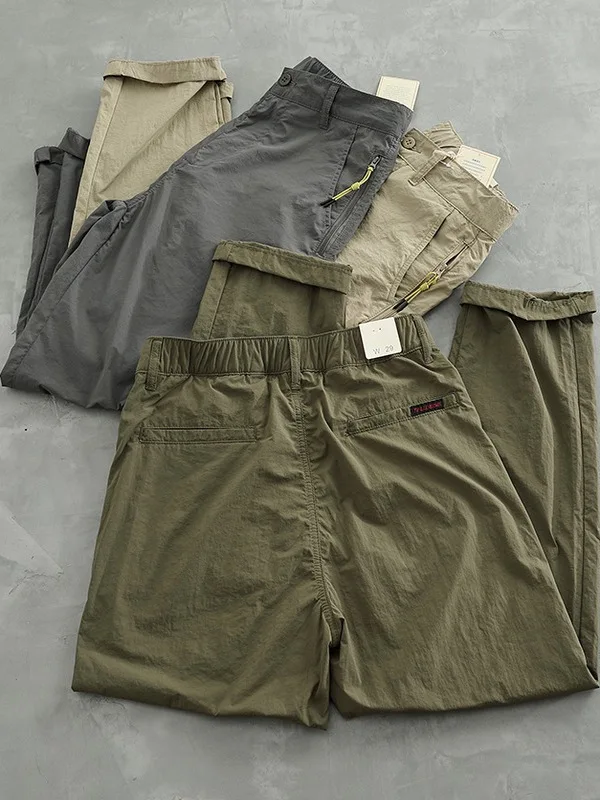 

Lightweight Qui-Dry Straight Leg Casual Pants Men's Outdoor Ice Silk Thin Workwear Trousers Loose Fit Summer Sle