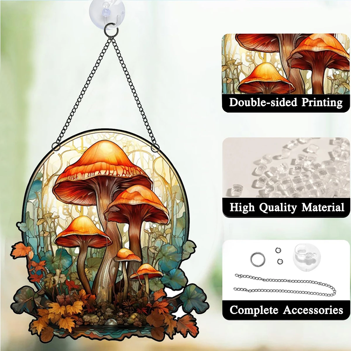 Colorful Mushroom Art Decoration Hanging Sign For Indoor And Outdoor Windows Acrylic Welcome Board Pendant Decoration