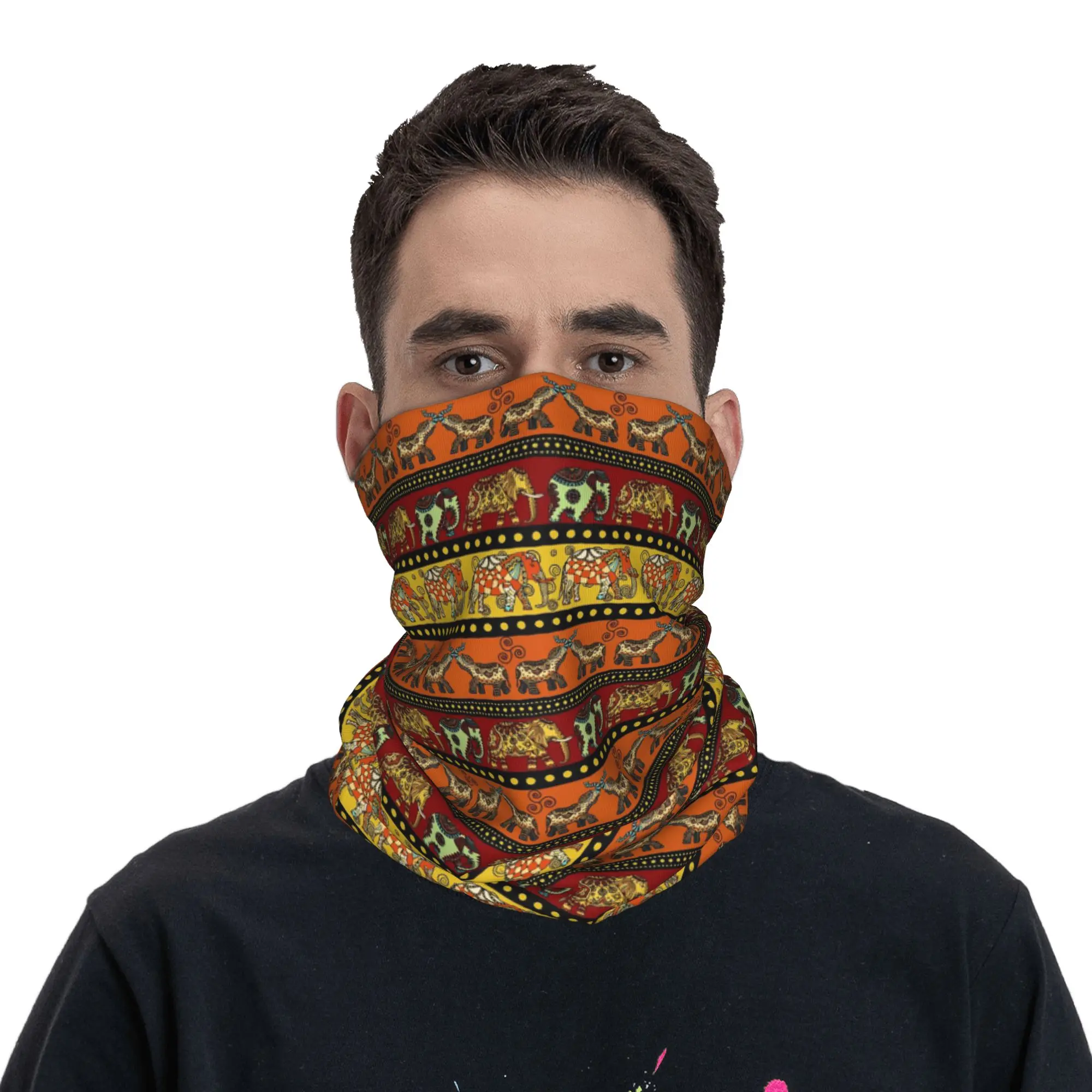 Traditional Elephants Bandana Neck Cover Printed Mask Scarf Face Mask Hiking Fishing for Men Women Adult All Season